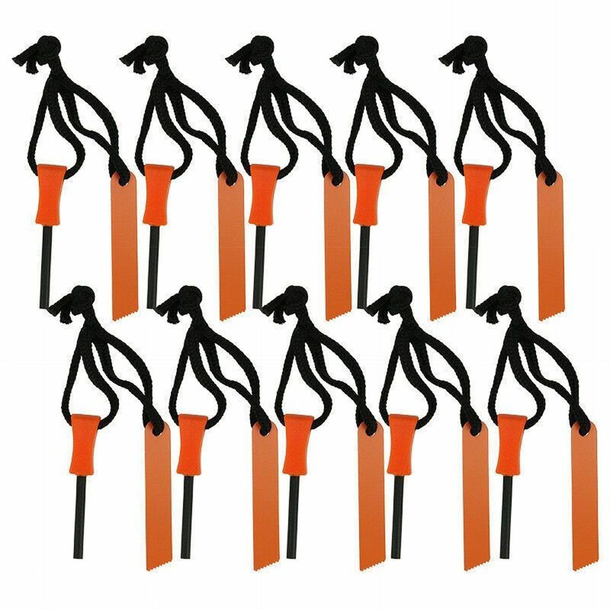 10-Pack Fire Starter Flint & Steel Striker Survival Kit — camping tools, angled view