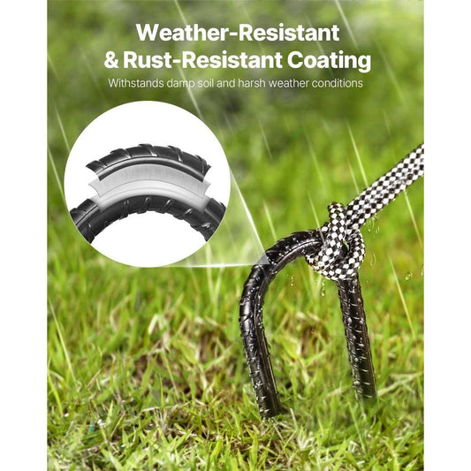 12-Inch J Hook Rebar Stakes - 16 Pack Heavy-Duty Galvanized Steel Anchors — tent stakes, angled view