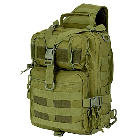 15L MOLLE Sling Shoulder Daypack - Unisex Outdoor Backpack — green, hiking backpacks, angled view