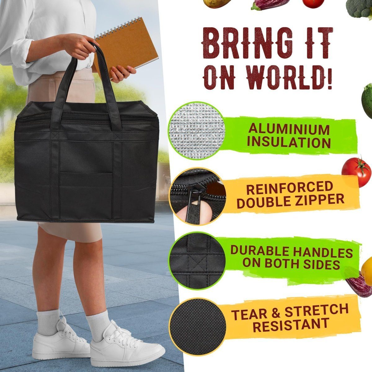 2-Pack Insulated Food Delivery Bags (11 × 8 9 in) - Zippered, Hot/Cold — bags, detail