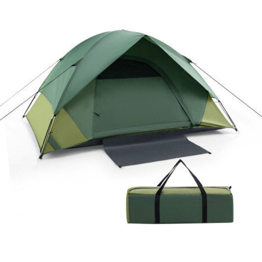 2-Person Camping Tent – Lightweight Shelter with Removable Rainfly & Mesh Ventilation (Green) — green, ridge tents, front…