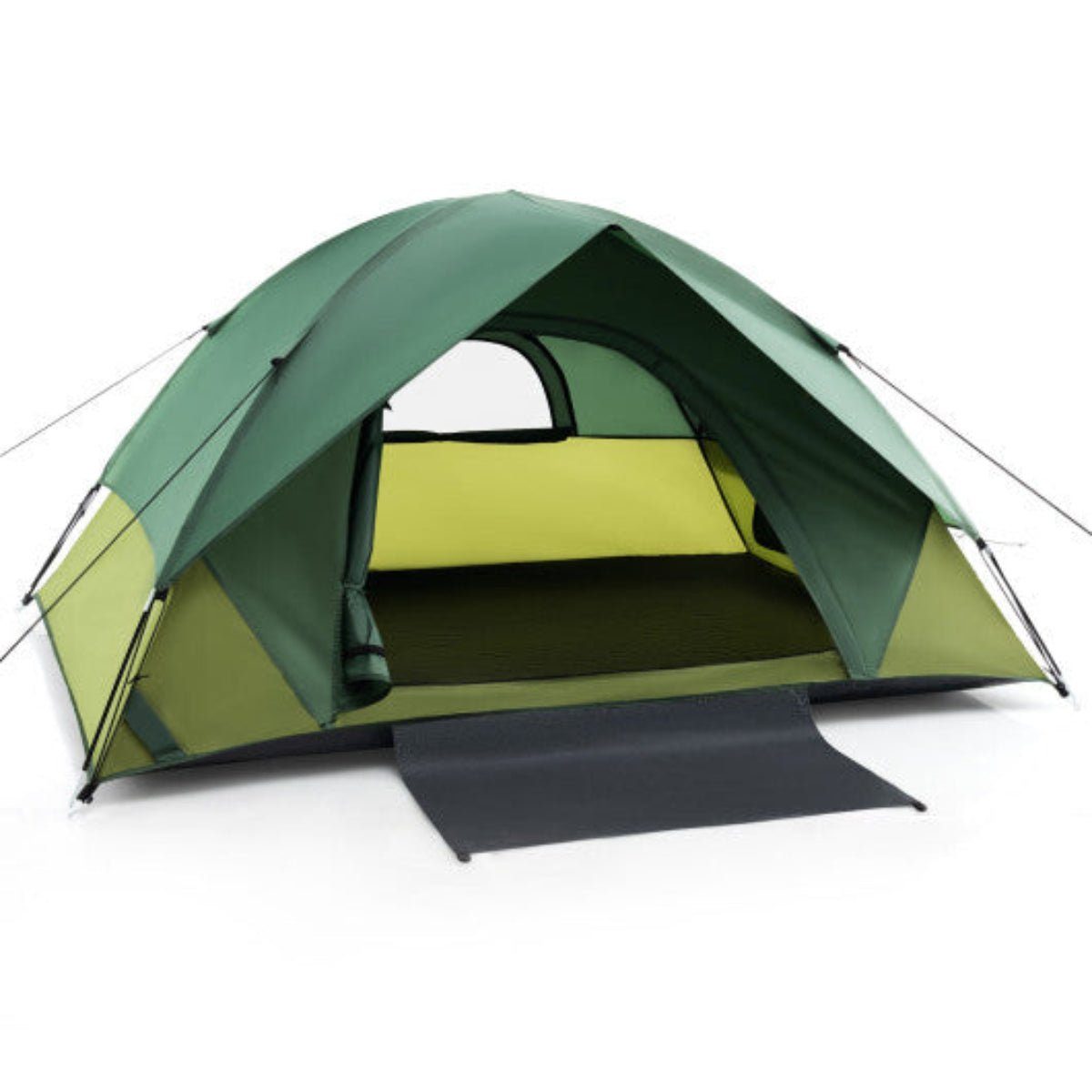 2-Person Camping Tent – Lightweight Shelter with Removable Rainfly & Mesh Ventilation (Green) — ridge tents, back view