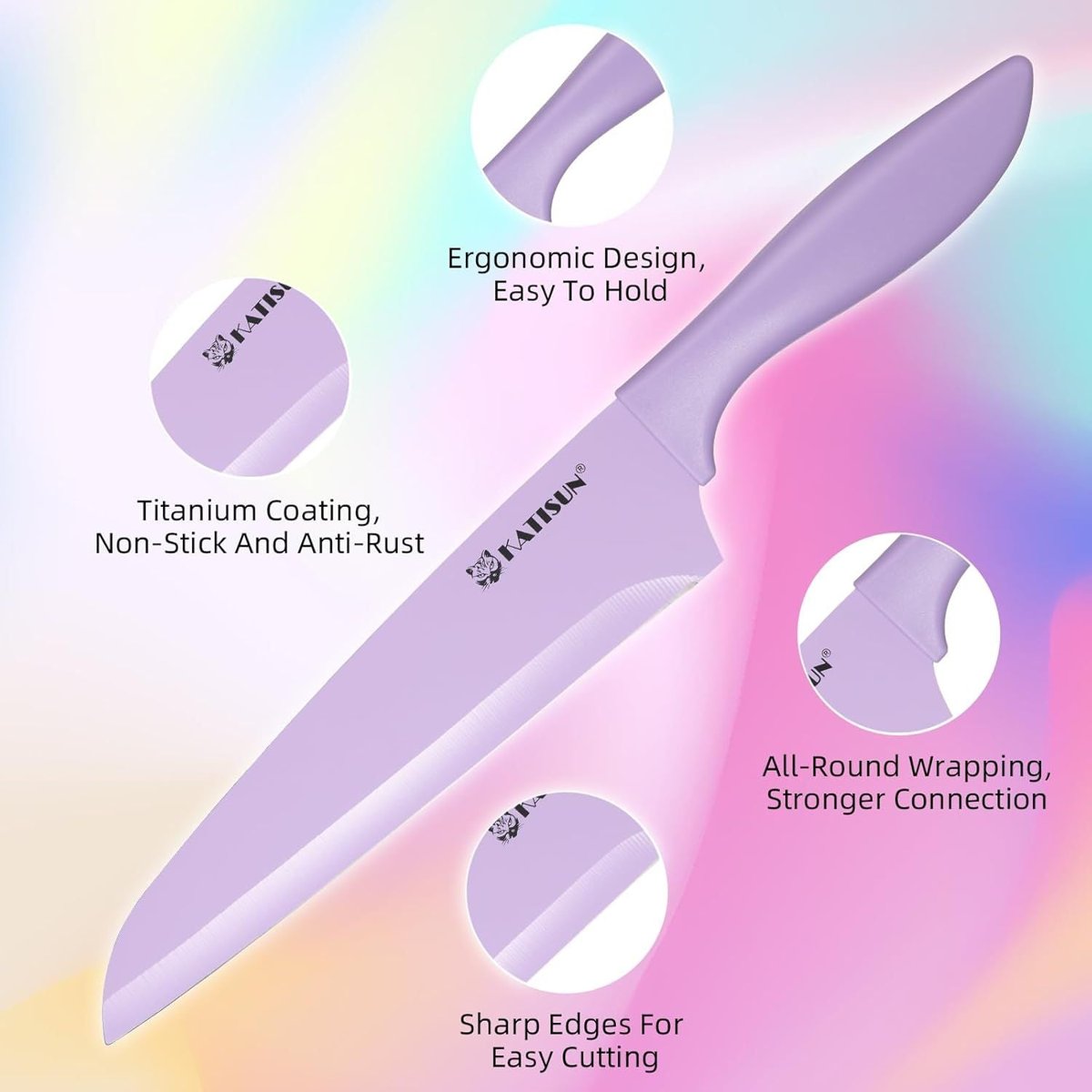 30-Piece Multicolor Knife Set - Stainless, Shears & Blade Covers — kitchen knives, back view, multi-item