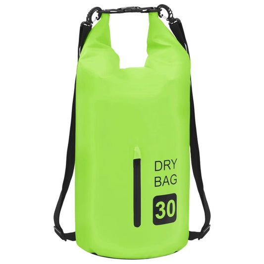 30L Waterproof Dry Bag Backpack (PVC, Green/Black) - Adjustable Straps — multi-color, duffel bags, angled view