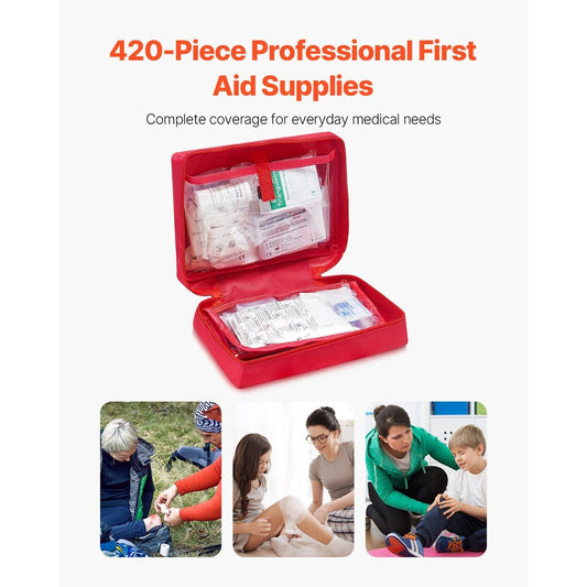 420-Piece Professional First Aid Kit - Compact 600D Nylon Bag (VEVOR) — kits, angled view