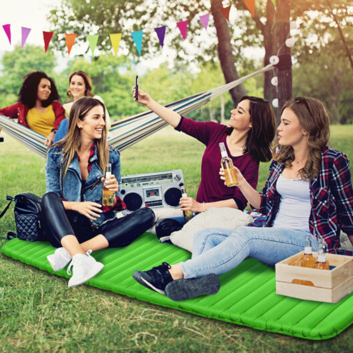Inflatable Sleeping Pad – Lightweight Waterproof Air Mattress for Camping — green, pads, lifestyle