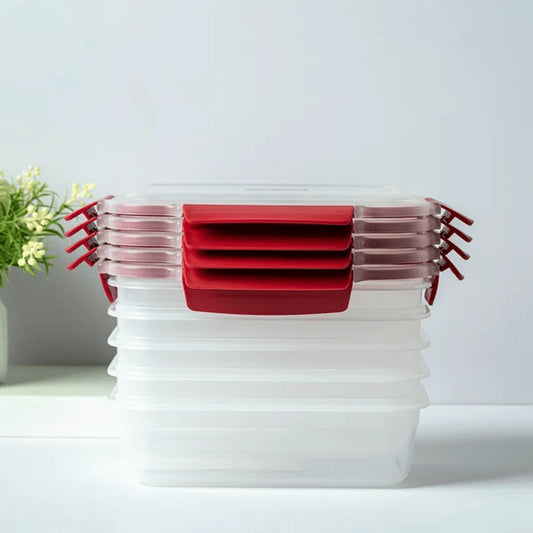 5-Pack Stackable Food Storage Containers - Airtight & Leakproof (Snap-Lock Lids) — storage, angled view