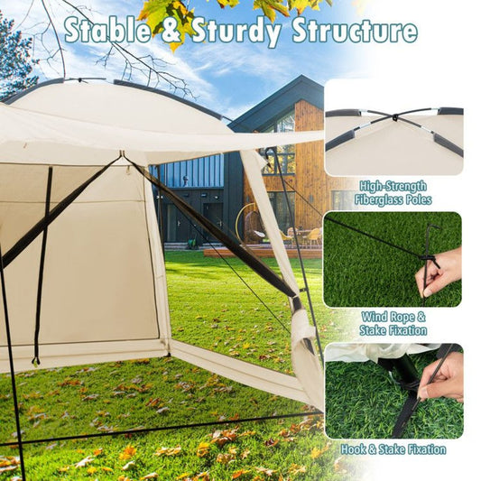 8-10 Person Screen House Tent with 2000mm Waterproof PU Coating — tents, angled view