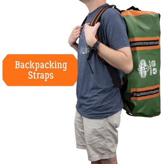 Dri-Tech 90L Dry Duffle Backpack - IP65, Floating, Wet/Dry Pockets — duffel bags, angled view