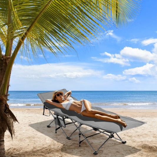 Folding Camping Cot with Mattress – 330 lb Capacity, All-Season Comfort — cots, angled view