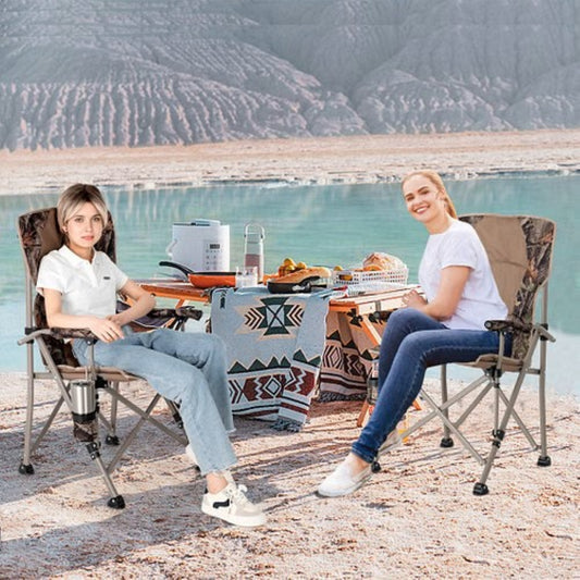 Heavy-Duty Folding Camping Chair – 400 lb Capacity with Cup Holder — camp furniture, angled view