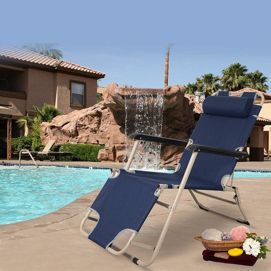 Bosonshop Folding Chaise Lounge Chairs (2-Pack) - Zero-Gravity Feel — sunloungers, angled view