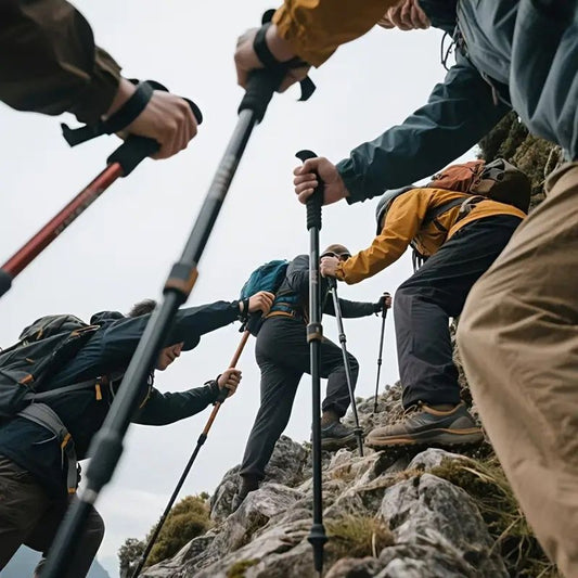 5-Section Collapsible Hiking Poles – Adjustable Lightweight Trekking — poles, angled view