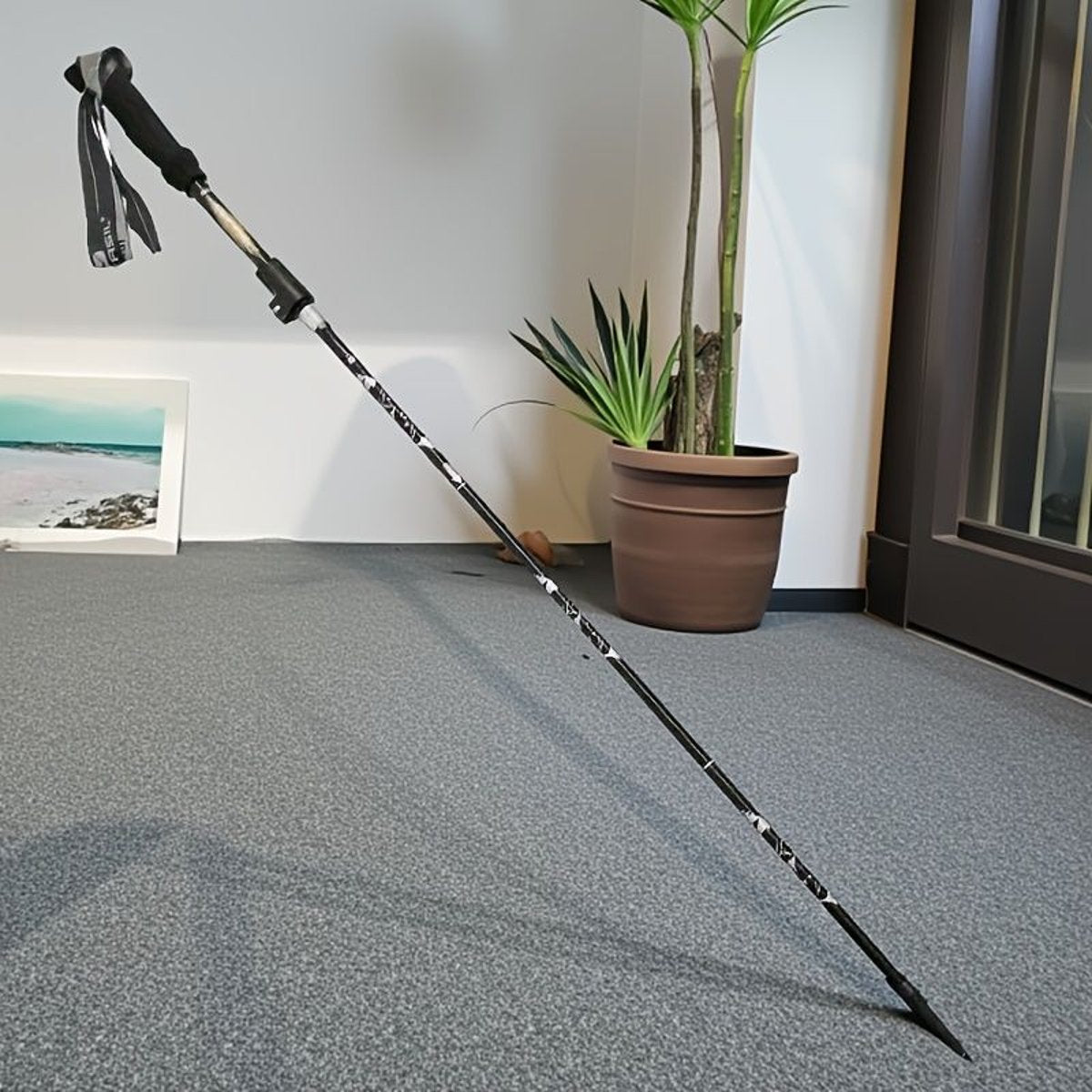 5-Section Collapsible Hiking Poles – Adjustable Lightweight Trekking — black, poles, lifestyle