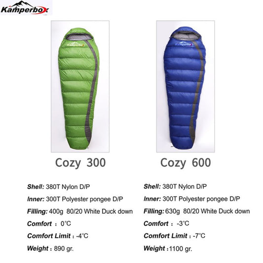 Kamperbox Winter Down Sleeping Bag - Lightweight & Compact for Cold-Weather Camping — bags, angled view