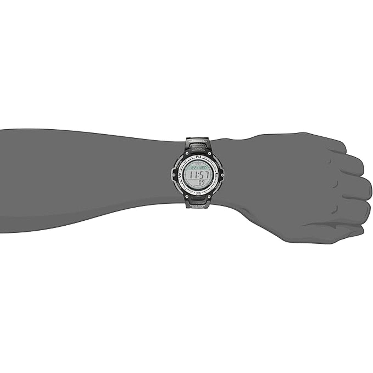 Hunting Watch with Built-In Compass - Rugged Outdoor Timepiece — navigational compasses, back view