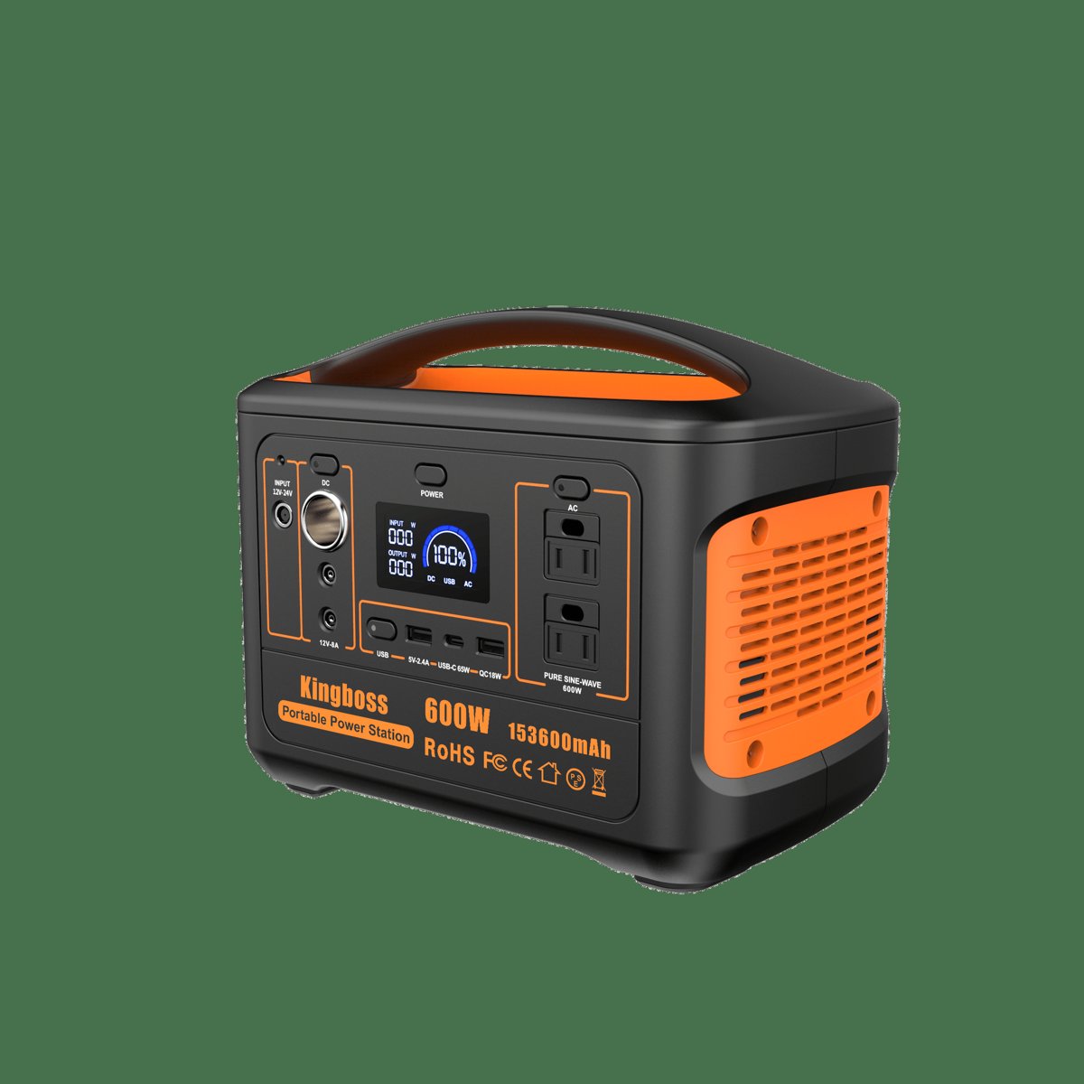 Kingboss 600W Portable Solar Generator – 568Wh Lithium Power Station — stations, back view