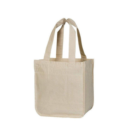 Organic Cotton Market Tote - 6 Internal Sleeves, Plastic-Free (16′′×12′′) — shopping totes, angled view