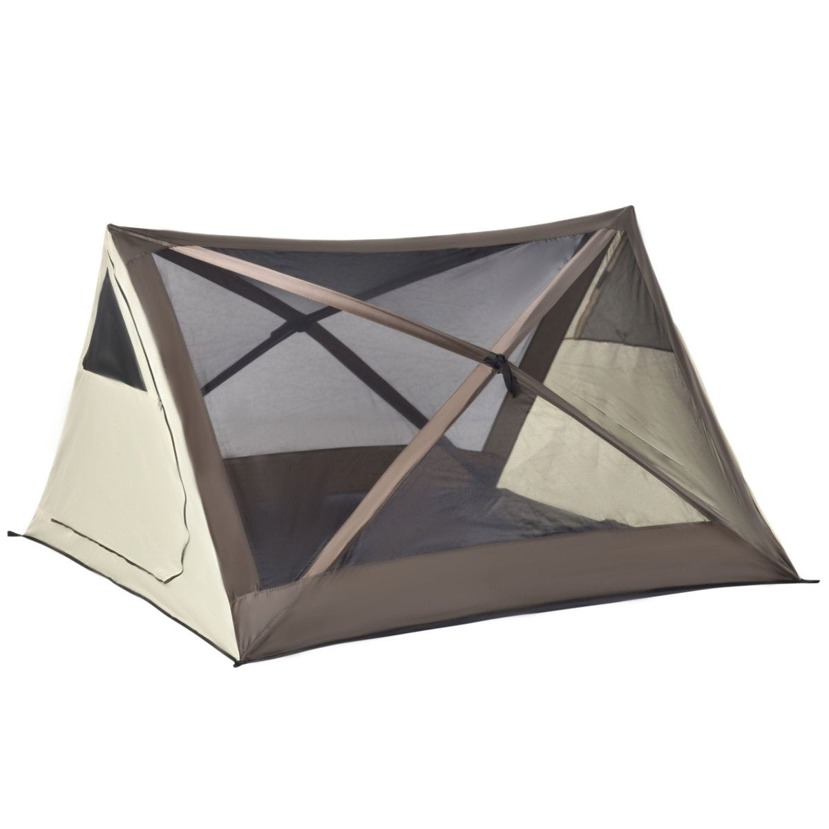 Outsunny 2-3 Person Instant Pop-Up Tent - 3000 mm, Mesh Walls, Rainfly — beige, tents, front view