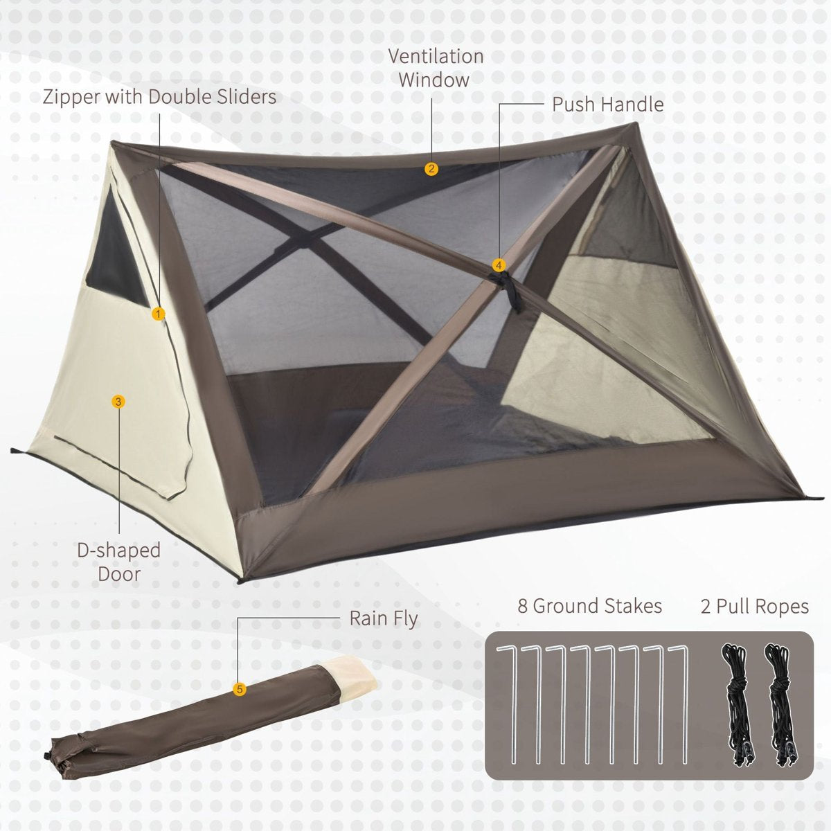 Outsunny 2-3 Person Instant Pop-Up Tent - 3000 mm, Mesh Walls, Rainfly — tents, lifestyle