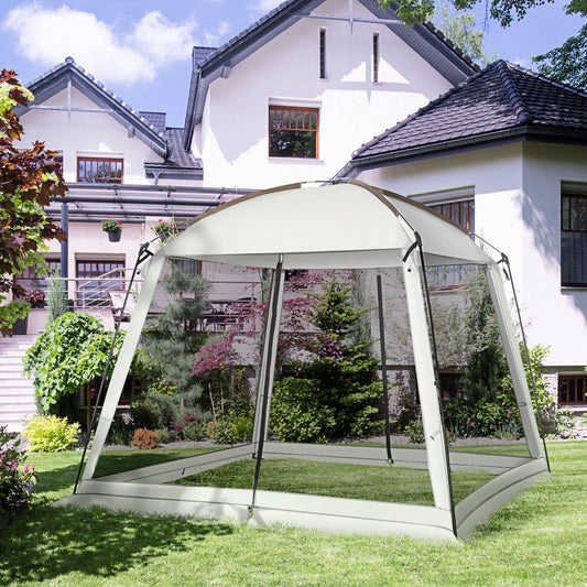 Outsunny 6-8 Person Screen Room Canopy - 118′′ × 118′′, UV50+, 2 Doors — canopies, angled view