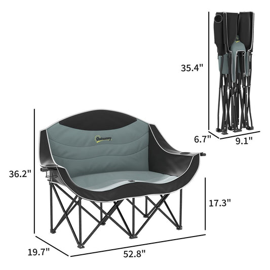 Oversized Loveseat Camping Chair - 551 lb Capacity, Wine & Cup Holders (Carry Bag) — outdoor chairs, angled view