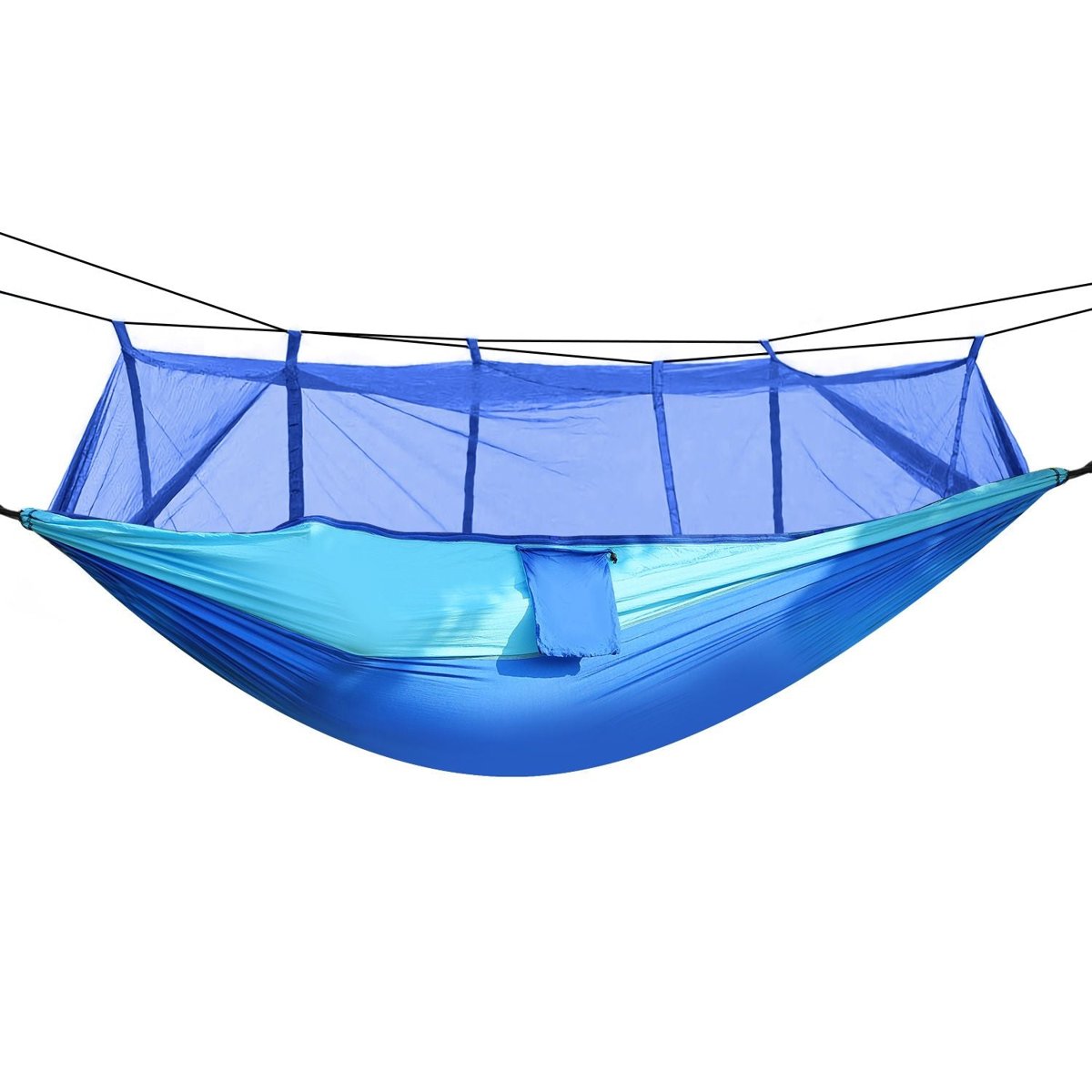 Parachute Camping Hammock with Mosquito Net – 600LBS Load-Bearing, Compact & Durable — blue, hammocks
