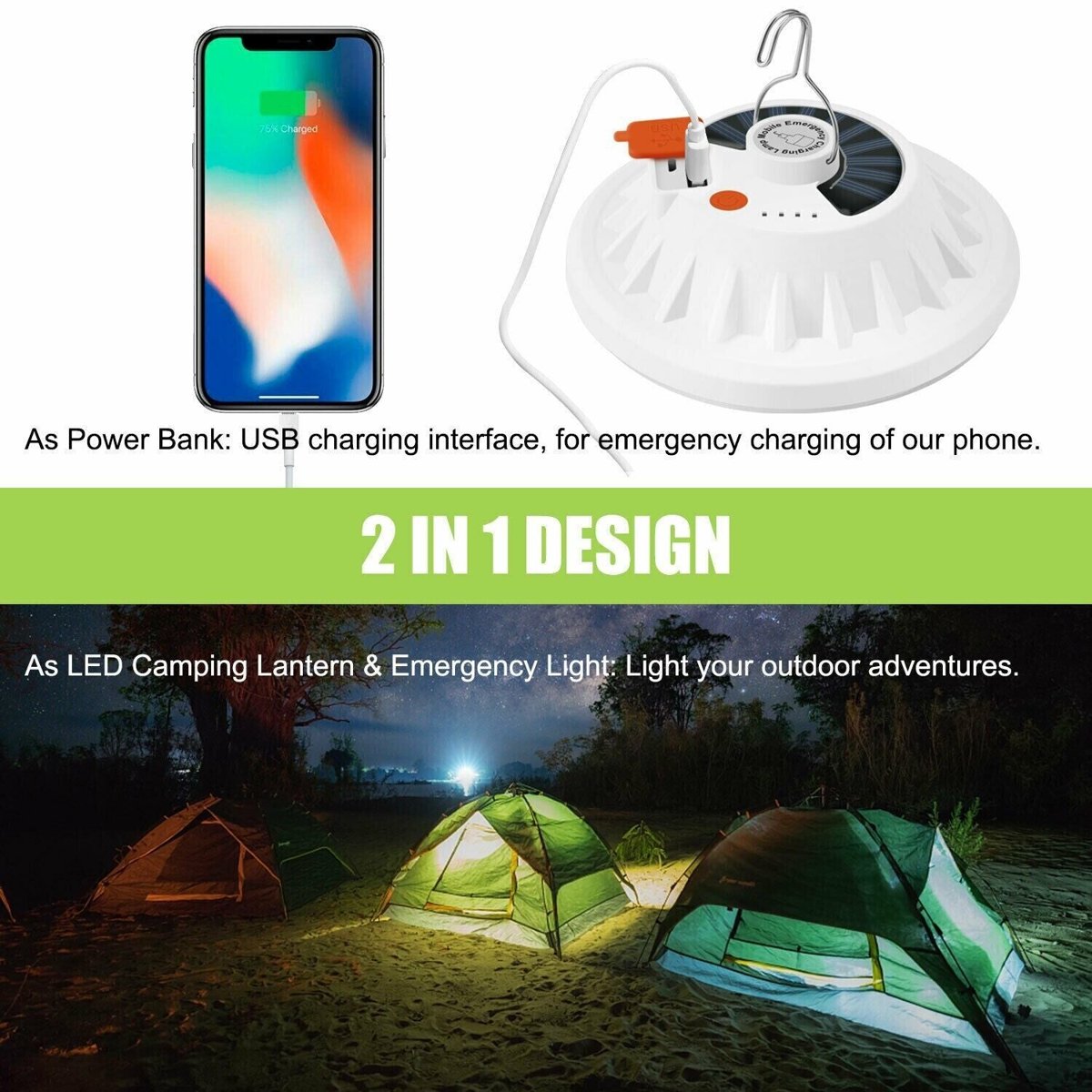Rechargeable 60-LED Camping Lantern - USB & Solar Tent Light — lights lanterns, lifestyle