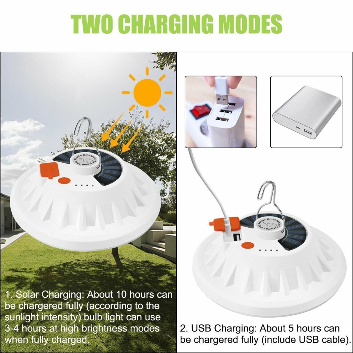 Rechargeable 60-LED Camping Lantern - USB & Solar Tent Light — lights lanterns, view 10