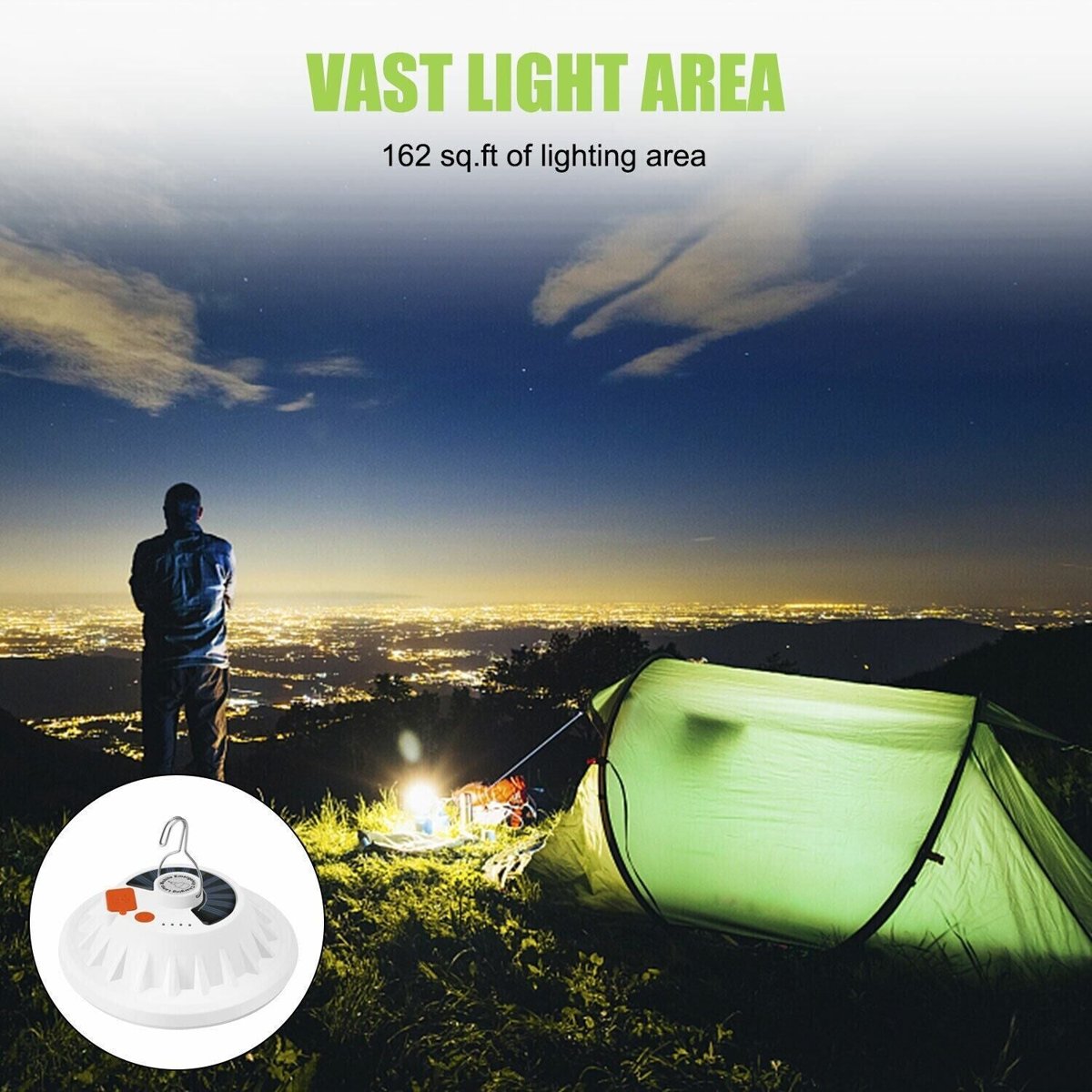 Rechargeable 60-LED Camping Lantern - USB & Solar Tent Light — lights lanterns, view 11