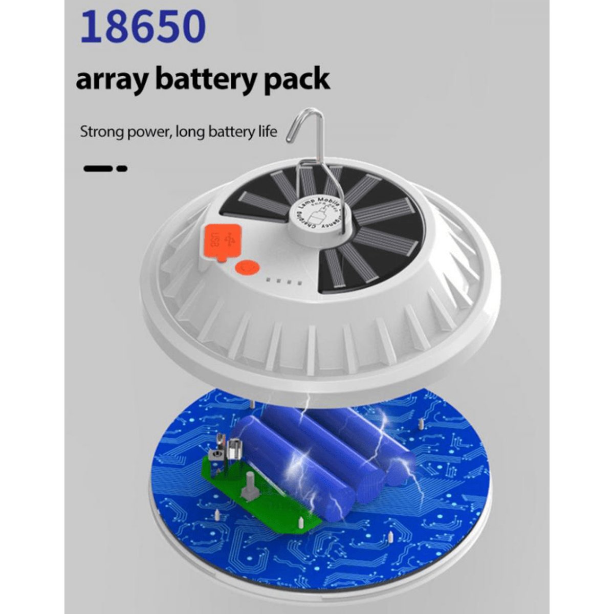 Rechargeable 60-LED Camping Lantern - USB & Solar Tent Light — lights lanterns, view 12