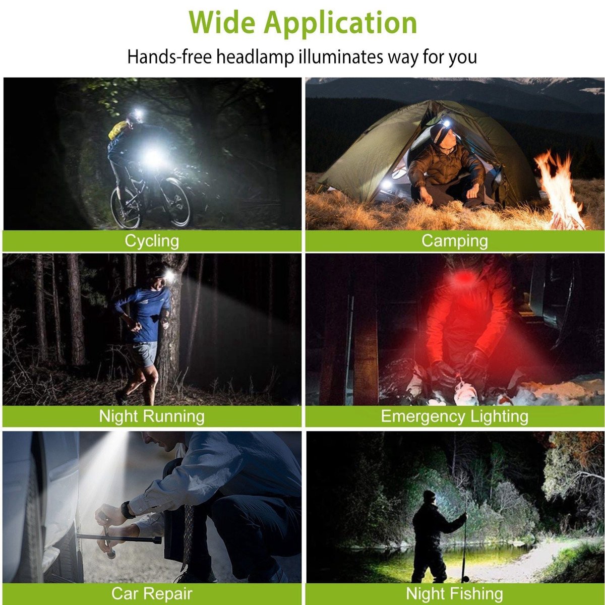 Rechargeable LED Headlamp - IPX6, 120° Wide Beam, 3 Modes (USB) — headlamps