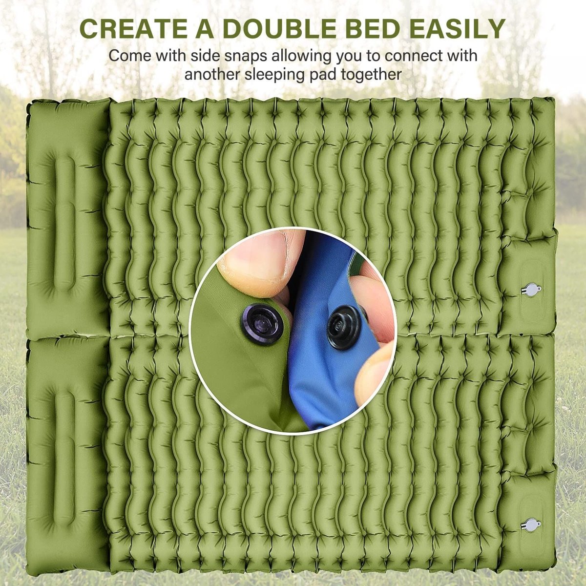 Single Inflatable Camping Mattress – Built-In Pillow + Foot Pump — sleeping pads, view 12
