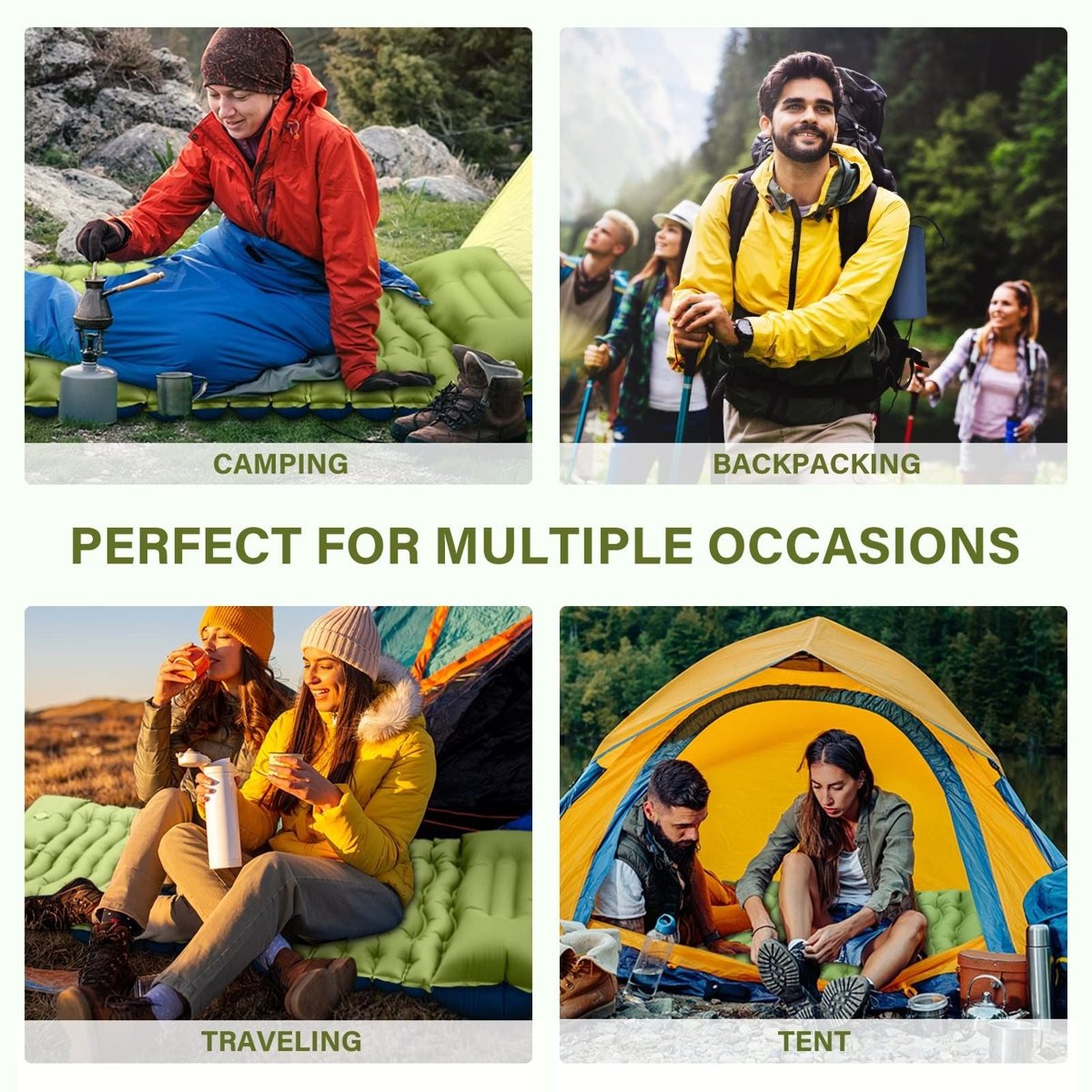 Single Inflatable Camping Mattress – Built-In Pillow + Foot Pump — sleeping pads
