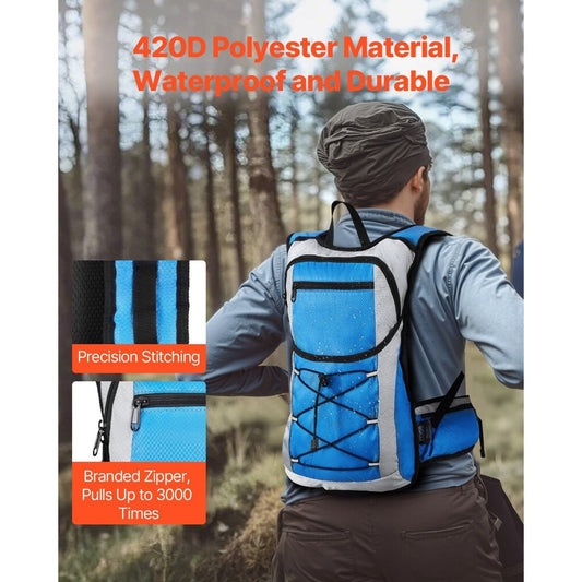 VEVOR Hydration Pack - 15L Backpack with 3L TPU Bladder, Waterproof 420D — packs, angled view