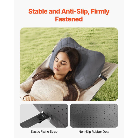 VEVOR Inflatable Camping Pillow - Quick Inflate, Washable Cover (17.4 × 12 in) — air mattress & sleeping pad accessories,…, angled view