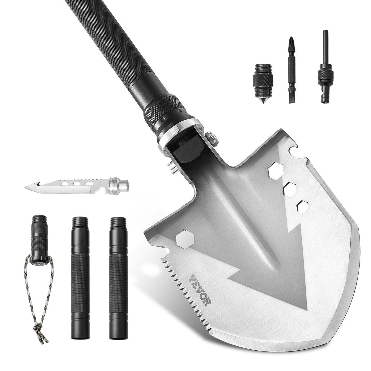VEVOR Survival Folding Shovel Multitool - 30Cr13 Steel, Fire Starter — camping tools, view 7