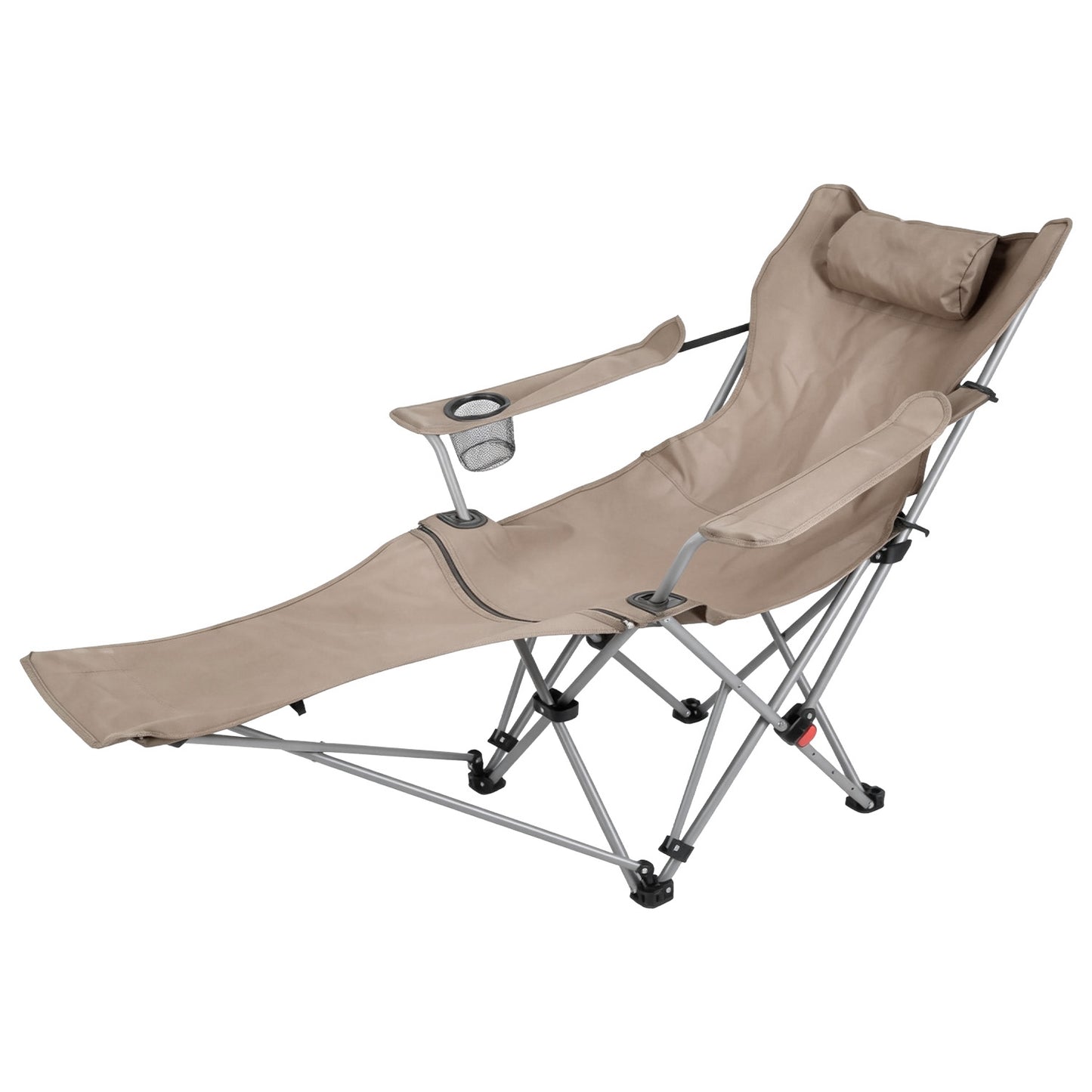 Lake Forest Khaki Reclining Camping Chair with Detachable Footrest
