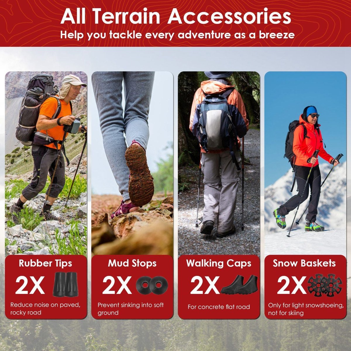 Twin Folding Aluminum Trekking Poles with EVA Grips - Backpacking — hiking
