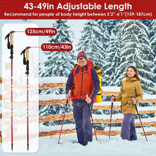 Twin Folding Aluminum Trekking Poles with EVA Grips - Backpacking — hiking poles, front view