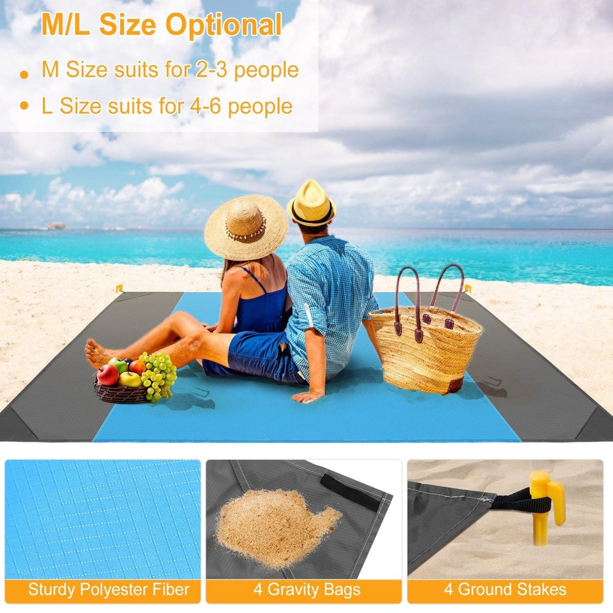 Oversized Waterproof Beach & Camping Blanket - 108" x 96" Foldable Sand-Proof Mat — outdoor blankets