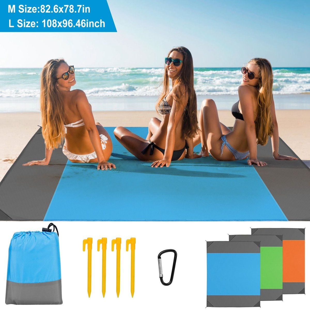 Oversized Waterproof Beach & Camping Blanket - 108" x 96" Foldable Sand-Proof Mat — outdoor blankets, view 7
