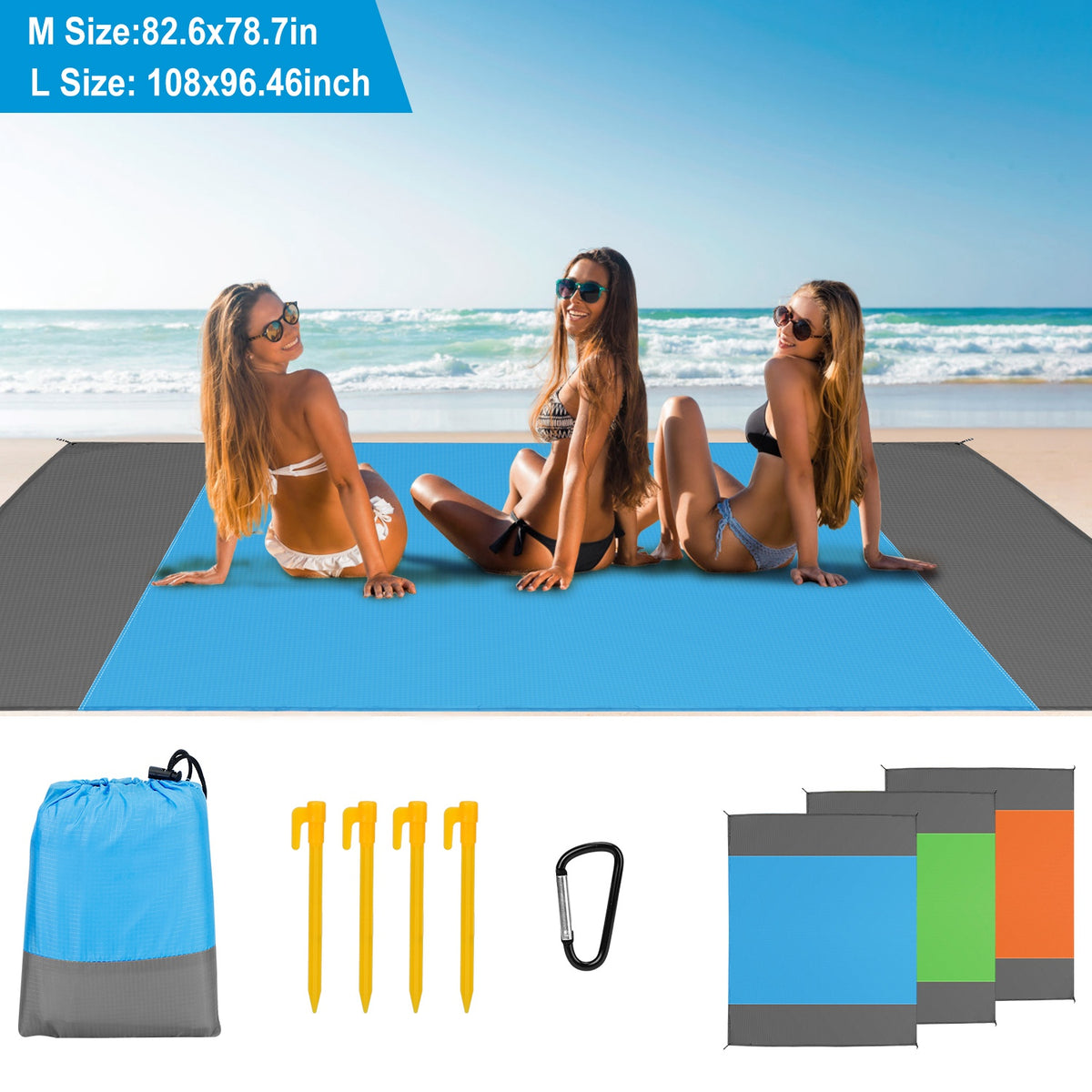 Green Large 4–6 Person Sandproof Camping & Beach Blanket