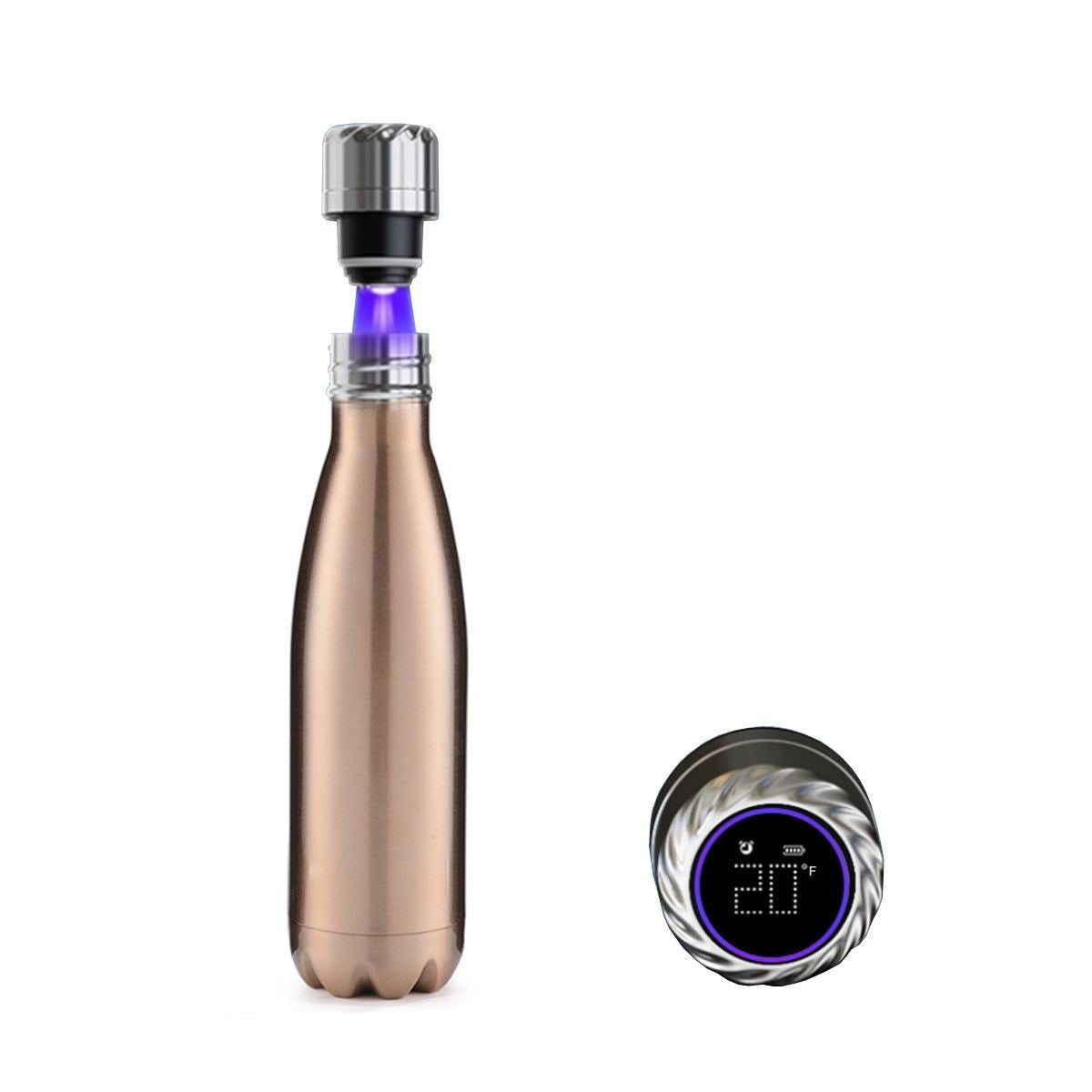 Aquaala UV Sterilizing Water Bottle with Temperature Display Cap — rose gold #10, bottles
