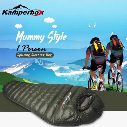Kamperbox Waterproof Down Sleeping Bag - Warm Winter Outdoor Camping Gear — bags, front view