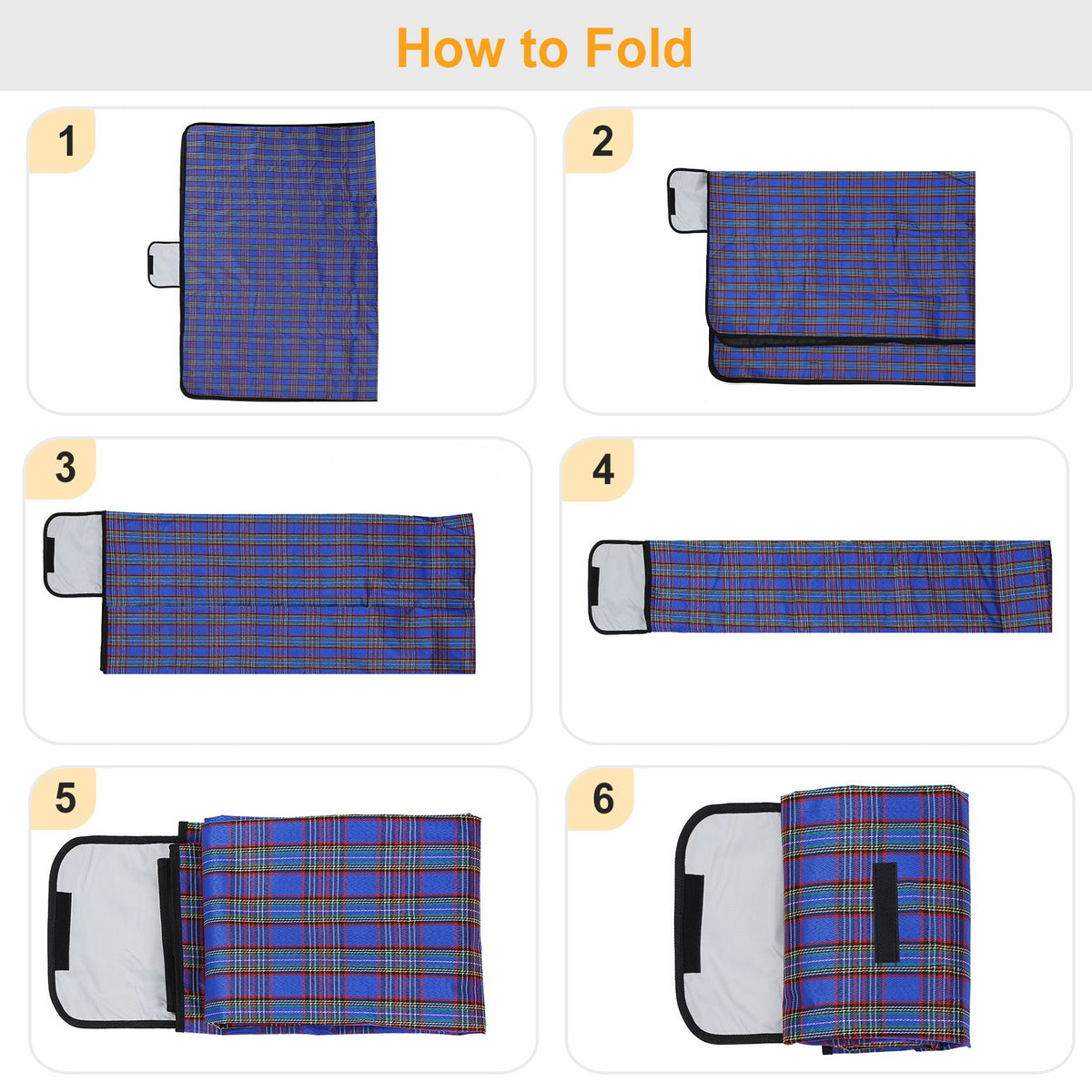 Blue Plaid 60" × 78" Waterproof Picnic Blanket