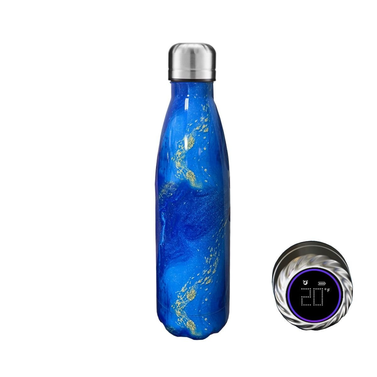 Aquaala UV Sterilizing Water Bottle with Temperature Display Cap — blue ocean #3, bottles