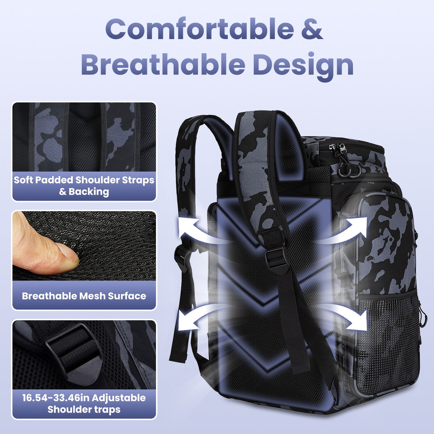 Lake Forest 42L Outdoor Camping & Hiking Backpack with 16 Pockets