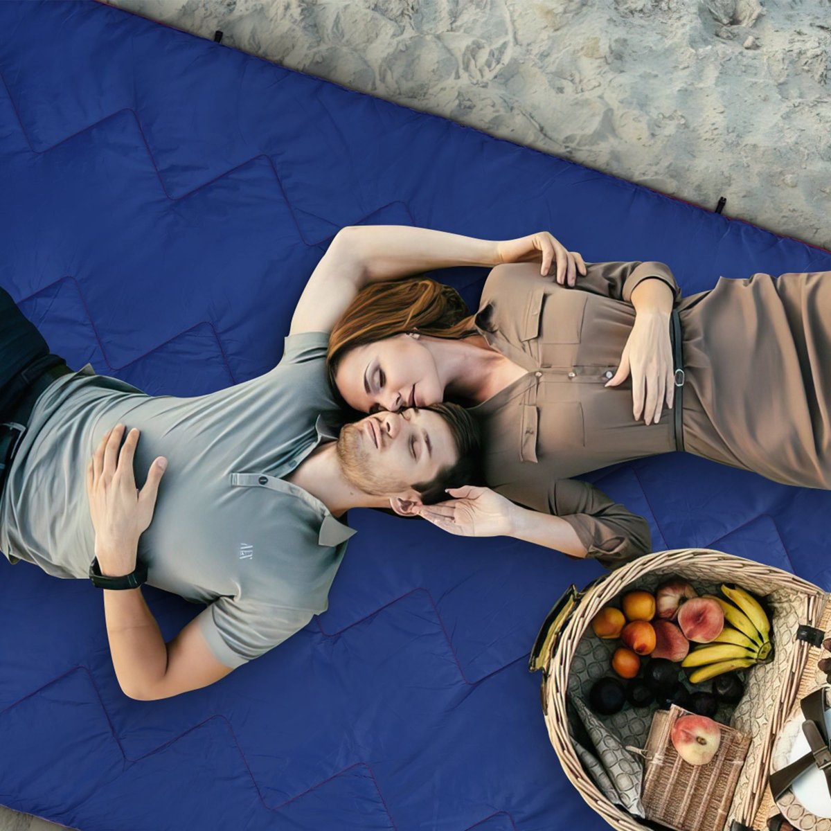 Quilted Outdoor Camping Blanket - Water & Stain Resistant, Insulated Design — blankets, angled view