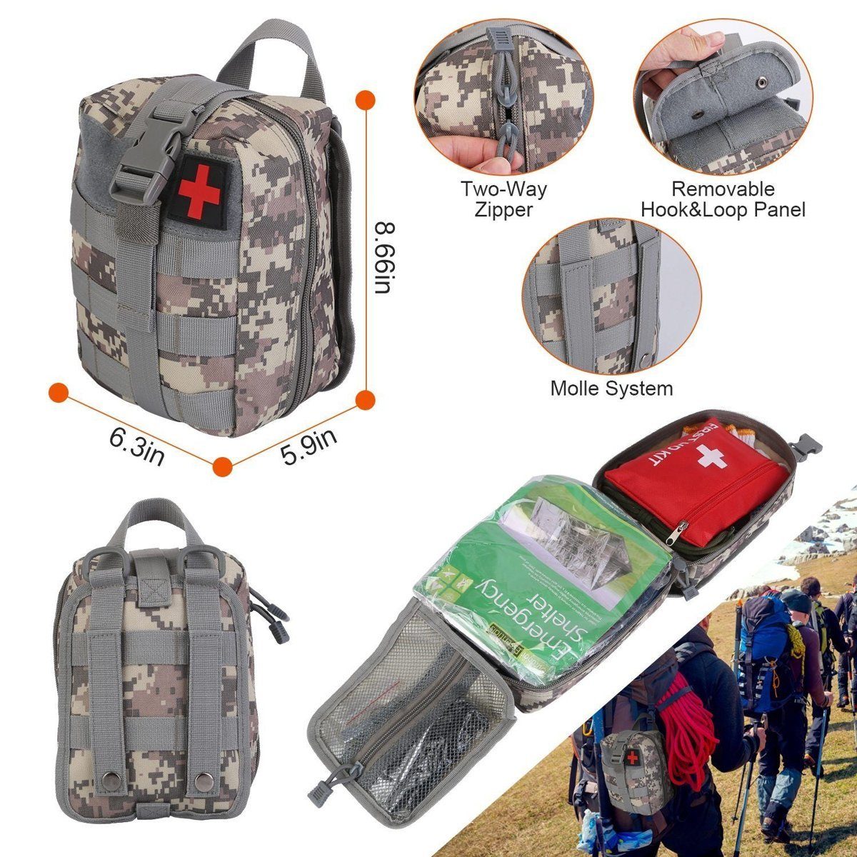 125PCS Survival Emergency Kit with Tactical Gear & First Aid Essentials — tools kits, view 12